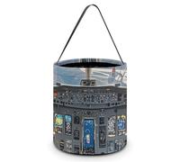 Dwrepo Halloween Trick Or Treat Bags Airplane Cockpit Halloween Candy Buckets with Handles Portable Collapsible Halloween Candy Bags Reusable Halloween Tote Bag for Party Supplies Favors, White, One,