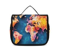 Dwrepo Hanging Toiletry Bag for Women Men Portable Waterproof Makeup Bag Organizer Abstract World Map Travel Toiletry Bag, Abstract World Map, 22.5x18.5cm, Hanging Toiletry Bag, Abstract World Map,