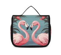 Dwrepo Hanging Toiletry Bag for Women Men Portable Waterproof Makeup Bag Organizer Flock of Tropical Flamingos Travel Toiletry Bag, Flock of tropical flamingos, 22.5x18.5cm, Hanging Toiletry Bag,