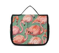 Dwrepo Hanging Toiletry Bag for Women Men Portable Waterproof Makeup Bag Organizer Lovely Flamingos Travel Toiletry Bag, Lovely Flamingos, 22.5x18.5cm, Hanging Toiletry Bag, Lovely Flamingos,