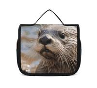 Dwrepo Hanging Toiletry Bag for Women Men Portable Waterproof Makeup Bag Organizer Otter Playing in The Water Travel Toiletry Bag, Otter Playing in The Water, 22.5x18.5cm, Hanging Toiletry Bag, Otter