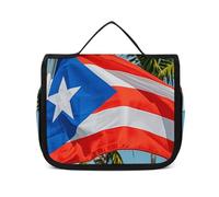 Dwrepo Hanging Toiletry Bag for Women Men Portable Waterproof Makeup Bag Organizer Puerto Rico Flags Frog Palm Trees Travel Toiletry Bag, Puerto Rico Flags Frog Palm Trees, 22.5x18.5cm, Hanging,