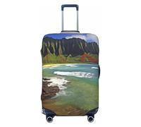 Dwrepo Kauai Hawaii Seashore Luggage Cover Elastic Washable Suitcase Cover Anti-Scratch Suitcase Protector Spandex Luggage Protector Travel Baggage Covers for 18-32 inch Luggage, Black, Large