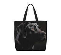 Dwrepo Large Tote Bags for Women Shopping Bags Reusable Grocery Bags Black Labrador Shoulder Bag with Zipper, Black, One Size, Black, One Size
