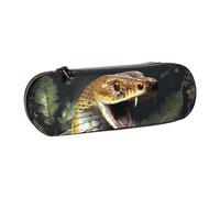 Dwrepo Leather Pencil Case Zipper Pencil Holder Cobra Snake Pencil Bag Cute Pencil Pouch for Women Men Pencil Pouch Travel Makeup Bag Coin Pouch for Work Office, Black, One Size