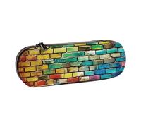 Dwrepo Leather Pencil Case Zipper Pencil Holder Colorful Brick Pencil Bag Cute Pencil Pouch for Women Men Pencil Pouch Travel Makeup Bag Coin Pouch for Work Office, Black, One Size