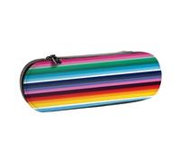 Dwrepo Leather Pencil Case Zipper Pencil Holder Colorful Mexican Stripes Pencil Bag Cute Pencil Pouch for Women Men Pencil Pouch Travel Makeup Bag Coin Pouch for Work Office, Black, One Size