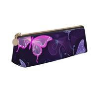 Dwrepo Leather Pencil Case Zipper Pencil Holder Cute Butterfly Pencil Bag Cute Pencil Pouch for Women Men Pencil Pouch Travel Makeup Bag Coin Pouch for Work Office, White, One Size