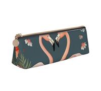 Dwrepo Leather Pencil Case Zipper Pencil Holder Flamingos and Flowers Pencil Bag Cute Pencil Pouch for Women Men Pencil Pouch Travel Makeup Bag Coin Pouch for Work Office, White, One Size