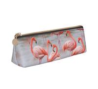 Dwrepo Leather Pencil Case Zipper Pencil Holder Flamingos Pencil Bag Cute Pencil Pouch for Women Men Pencil Pouch Travel Makeup Bag Coin Pouch for Work Office, White, One Size