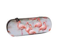 Dwrepo Leather Pencil Case Zipper Pencil Holder Flamingos Pencil Bag Cute Pencil Pouch for Women Men Pencil Pouch Travel Makeup Bag Coin Pouch for Work Office, Black, One Size