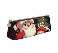 Dwrepo Leather Pencil Case Zipper Pencil Holder Merry Christmas Pencil Bag Cute Pencil Pouch for Women Men Pencil Pouch Travel Makeup Bag Coin Pouch for Work Office, White, One Size