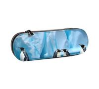 Dwrepo Leather Pencil Case Zipper Pencil Holder Penguins On The Iceberg Pencil Bag Cute Pencil Pouch for Women Men Pencil Pouch Travel Makeup Bag Coin Pouch for Work Office, Black, One Size
