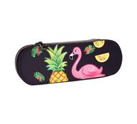 Dwrepo Leather Pencil Case Zipper Pencil Holder Pineapple Banana Flamingo Pencil Bag Cute Pencil Pouch for Women Men Pencil Pouch Travel Makeup Bag Coin Pouch for Work Office, Black, One Size