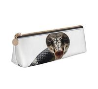 Dwrepo Leather Pencil Pouch for Women Men Pencil Bag with Zipper Portable Pencil Case Cobra Snake Pen Bag Small Makeup Bag Coin Pouch for Work Office Supplies