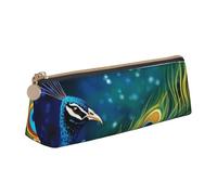 Dwrepo Leather Pencil Pouch for Women Men Pencil Bag with Zipper Portable Pencil Case Colored Peacock Pen Bag Small Makeup Bag Coin Pouch for Work Office Supplies, White, One Size