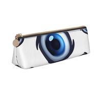 Dwrepo Leather Pencil Pouch for Women Men Pencil Bag with Zipper Portable Pencil Case Evil Eyes Pattern Pen Bag Small Makeup Bag Coin Pouch for Work Office Supplies, White, One Size