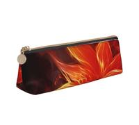Dwrepo Leather Pencil Pouch for Women Men Pencil Bag with Zipper Portable Pencil Case Flaming Fire Flowers Pen Bag Small Makeup Bag Coin Pouch for Work Office Supplies, White, One Size