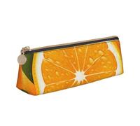 Dwrepo Leather Pencil Pouch for Women Men Pencil Bag with Zipper Portable Pencil Case Fresh Orange Fruit Pen Bag Small Makeup Bag Coin Pouch for Work Office Supplies, White, One Size