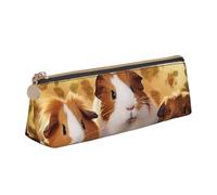 Dwrepo Leather Pencil Pouch for Women Men Pencil Bag with Zipper Portable Pencil Case Guinea Pigs Pen Bag Small Makeup Bag Coin Pouch for Work Office Supplies