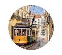 Dwrepo Lisbon Tram Wall Clock 10 Inch Non-Ticking Battery Operated Wall Clocks Modern Round Clocks Decorative for Home Kitchen Living Room Office
