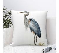Dwrepo Long-Beaked Heron Throw Pillow Cover Cozy Soft Four Seasons Cushion Cover Modern Square 22"X22" Decorative Pillowcase with Hidden Zippered for Living Room Bedroom Sofa