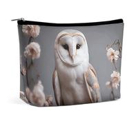 Dwrepo Makeup Bag Large Capacity Travel Makeup Bag PU Leather Cosmetic Bag for Women A Small White Barn Owl Toiletry Bag Portable Zipper Makeup Organizer, white, One size, white, One size