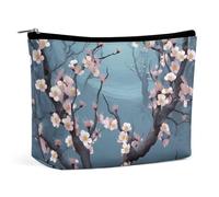 Dwrepo Makeup Bag Large Capacity Travel Makeup Bag PU Leather Cosmetic Bag for Women Cherry Blossom Toiletry Bag Portable Zipper Makeup Organizer, white, One size, white, One size