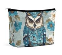Dwrepo Makeup Bag Large Capacity Travel Makeup Bag PU Leather Cosmetic Bag for Women Owl Spring Flowers Turquoise Toiletry Bag Portable Zipper Makeup Organizer, white, One size, white, One size