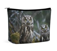 Dwrepo Makeup Bag Large Capacity Travel Makeup Bag PU Leather Cosmetic Bag for Women Wild Owl Birds Toiletry Bag Portable Zipper Makeup Organizer, white, One size, white, One size
