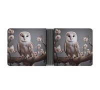 Dwrepo Men's Leather Wallet Bifold Wallet for Men A Small White Barn Owl Slim Wallet with Multiple Card Classic Passcase Mens Card Holder, black, One size, Classic, Black, One size, Classic