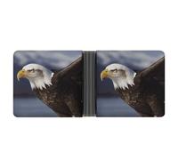 Dwrepo Men's Leather Wallet Bifold Wallet for Men Animals Bald Eagle Slim Wallet with Multiple Card Classic Passcase Mens Card Holder, black, One size, Classic, Black, One size, Classic