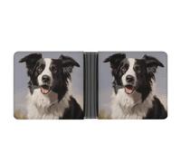 Dwrepo Men's Leather Wallet Bifold Wallet for Men Border Collie Slim Wallet with Multiple Card Classic Passcase Mens Card Holder, black, One size, Classic, Black, One size, Classic