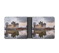 Dwrepo Men's Leather Wallet Bifold Wallet for Men Castle Near Lake Stones Slim Wallet with Multiple Card Classic Passcase Mens Card Holder, black, One size, Classic, Black, One size, Classic