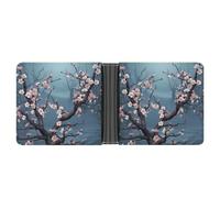 Dwrepo Men's Leather Wallet Bifold Wallet for Men Cherry Blossom Slim Wallet with Multiple Card Classic Passcase Mens Card Holder, black, One size, Classic, Black, One size, Classic