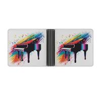 Dwrepo Men's Leather Wallet Bifold Wallet for Men Colorful Piano Keyboard Music Slim Wallet with Multiple Card Classic Passcase Mens Card Holder, black, One size, Classic, Black, One size, Classic