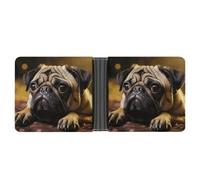 Dwrepo Men's Leather Wallet Bifold Wallet for Men Cry Pug Slim Wallet with Multiple Card Classic Passcase Mens Card Holder, black, One size, Classic, Black, One size, Classic