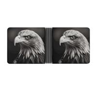 Dwrepo Men's Leather Wallet Bifold Wallet for Men Eagle Black And White Slim Wallet with Multiple Card Classic Passcase Mens Card Holder, black, One size, Classic, Black, One size, Classic
