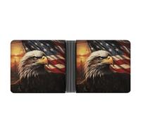 Dwrepo Men's Leather Wallet Bifold Wallet for Men Flag And Eagle Slim Wallet with Multiple Card Classic Passcase Mens Card Holder, black, One size, Classic, Black, One size, Classic