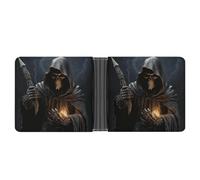 Dwrepo Men's Leather Wallet Bifold Wallet for Men Grim-Reaper Slim Wallet with Multiple Card Classic Passcase Mens Card Holder, black, One size, Classic, Black, One size, Classic