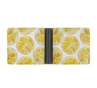 Dwrepo Men's Leather Wallet Bifold Wallet for Men Lemon Slice Pattern Slim Wallet with Multiple Card Classic Passcase Mens Card Holder, black, One size, Classic, Black, One size, Classic