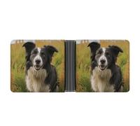 Dwrepo Men's Leather Wallet Bifold Wallet for Men Mohado Border Collie Dog Slim Wallet with Multiple Card Classic Passcase Mens Card Holder, black, One size, Classic, Black, One size, Classic