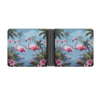 Dwrepo Men's Leather Wallet Bifold Wallet for Men Tropical Flamingos Slim Wallet with Multiple Card Classic Passcase Mens Card Holder, black, One size, Classic, Black, One size, Classic