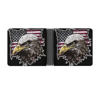 Dwrepo Men's Leather Wallet Bifold Wallet for Men US Army Cool American Flag Eagle Slim Wallet with Multiple Card Classic Passcase Mens Card Holder, black, One size, Classic, Black, One size, Classic