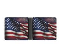 Dwrepo Men's Leather Wallet Bifold Wallet for Men USA Flag Slim Wallet with Multiple Card Classic Passcase Mens Card Holder, black, One size, Classic, Black, One size, Classic