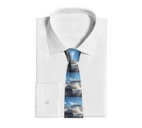 Dwrepo Men's Neckties Cruise Ship Print Tie Novelty Neck Ties Fashion Silk Ties Formal Business Necktie, Black, One size
