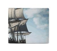 Dwrepo Old Sailing Ship Wallets for Women Men Leather Small Credit Card Wallet Slim Purse Bifold Wallet Card Holder Wallet, white, One size, Casual, White, One size, Casual