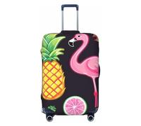 Dwrepo Pineapple Banana Flamingo Luggage Cover Elastic Washable Suitcase Cover Anti-Scratch Suitcase Protector Spandex Luggage Protector Travel Baggage Covers for 18-32 inch Luggage, Black, Medium