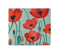 Dwrepo Poppy Flowers Print Wallets for Women Men Leather Small Credit Card Wallet Slim Purse Bifold Wallet Card Holder Wallet, white, One size, Casual, White, One size, Casual
