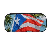 Dwrepo Puerto Rico Flags Frog Palm Trees Pencil Bag Portable Pencil Pouch Big Capacity Pen Case Makeup Bag for Adults Office Gifts, Puerto Rico Flags Frog Palm Trees, One size, Pencil Bag